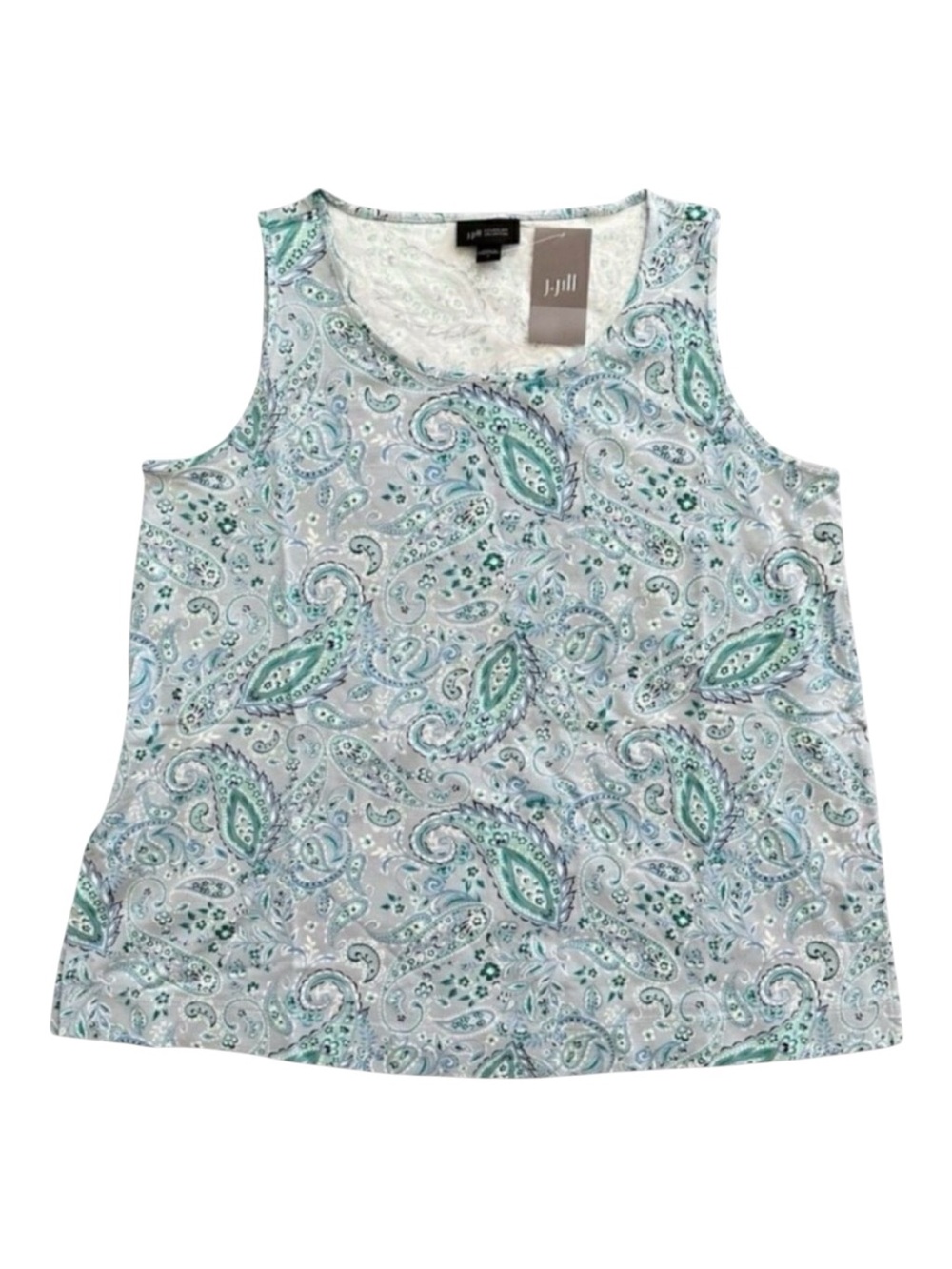 NWT J. Jill Wearever A-Line Paisley Tank Top Small Zinc Blue